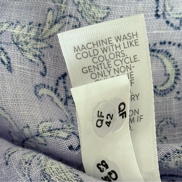 J. Jill Love Linen Purple Paisley Boho Popover Blouse Border Print Boxy Sz Large - Picture 9 of 11